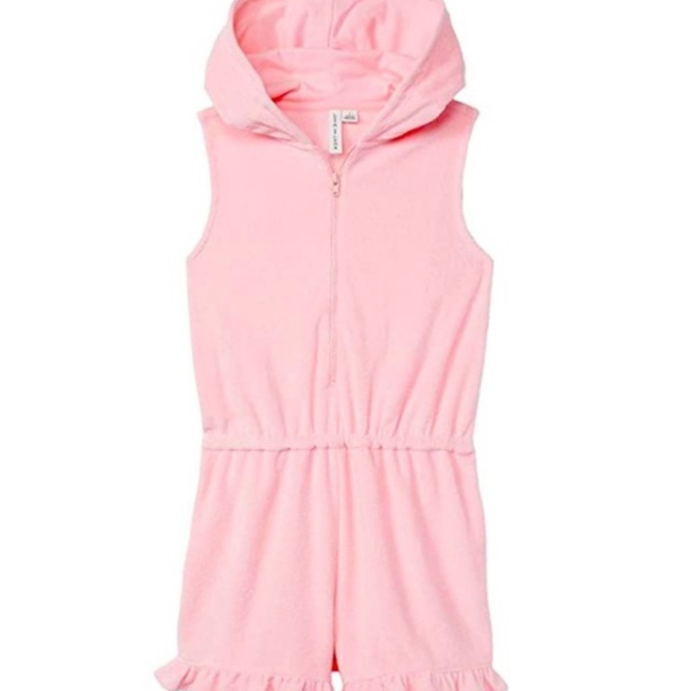 Janie and Jack hooded terry ruffled swim coverup / romper